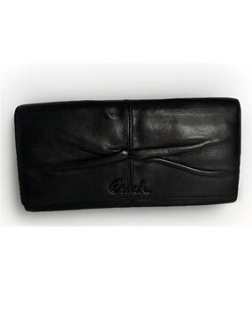 Y2K Coach Ashley Pleated Tri-Fold Wallet in Soft Leather  Black on Black